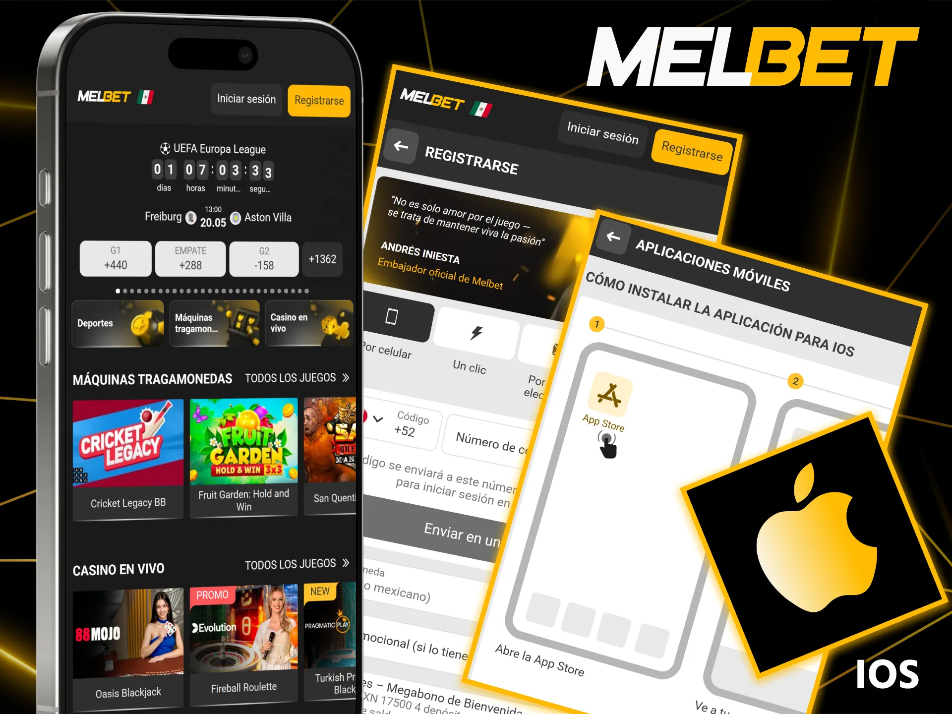Instale la versión iOS de la plataforma Melbet.